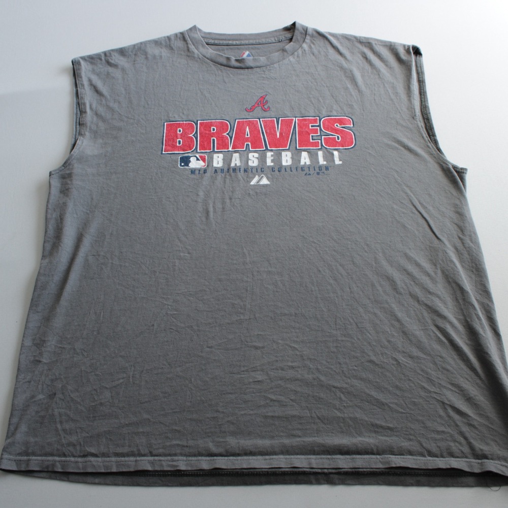 Majestic Atlanta Braves MLB Authentic Collection Sleeveless T Gray 2XL Pro Ball